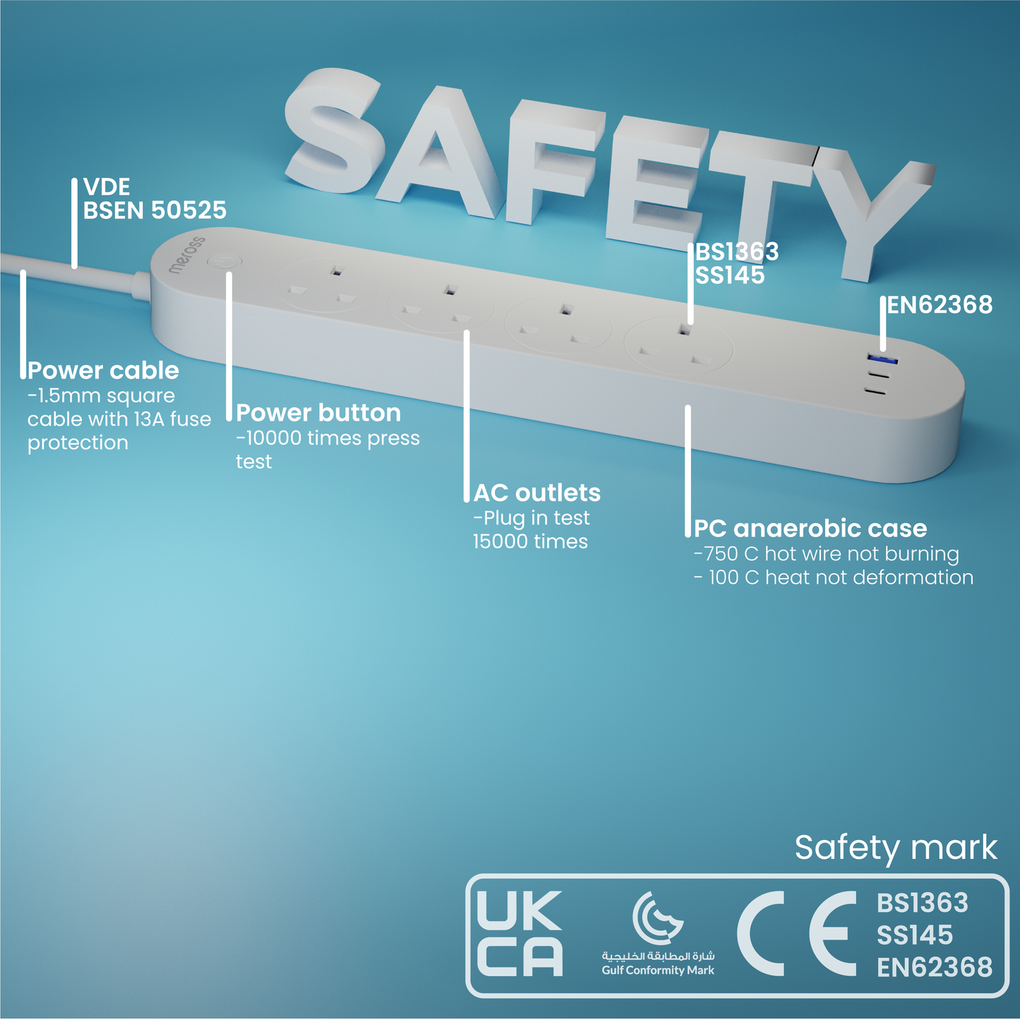 Meross MSP843P 4位插座+65W USB智能拖板