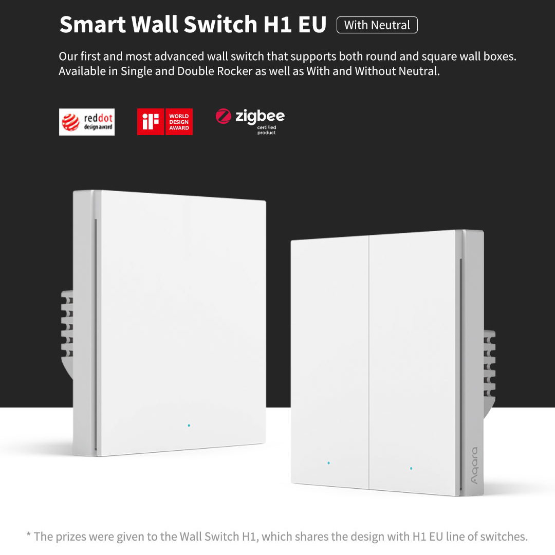 Aqara Smart Wall Switch H1 EU With Neutral 智能牆壁開關 (零火線)[香港行貨]